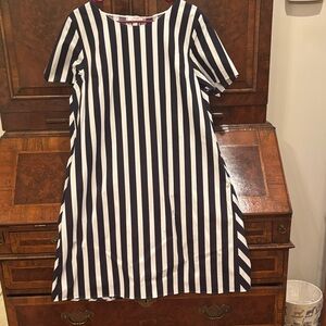COS Black and White Vertical Stripe Short Sleeve Dress